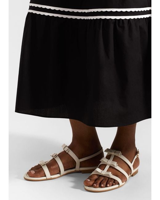 Hobbs White Holly Leather Bow Sandals