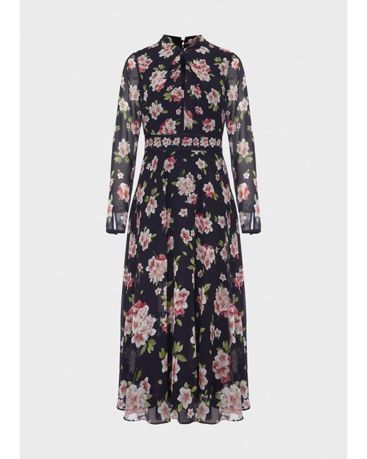 Hobbs White Helena Silk Floral Midi Dress