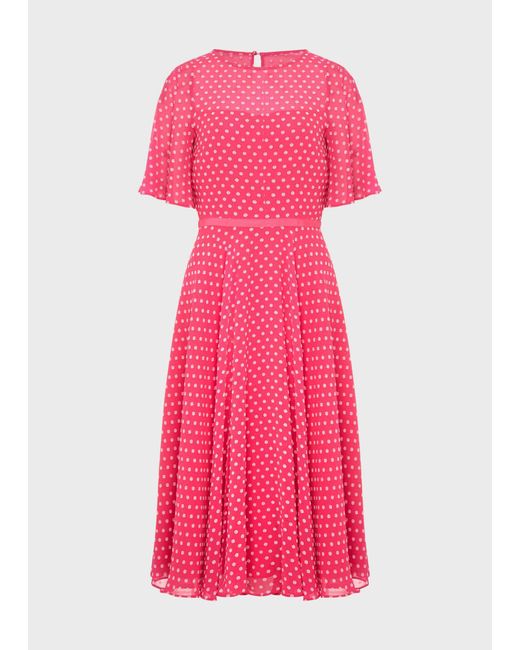 Hobbs Red Eleanor Spot Fit And Flare Dress