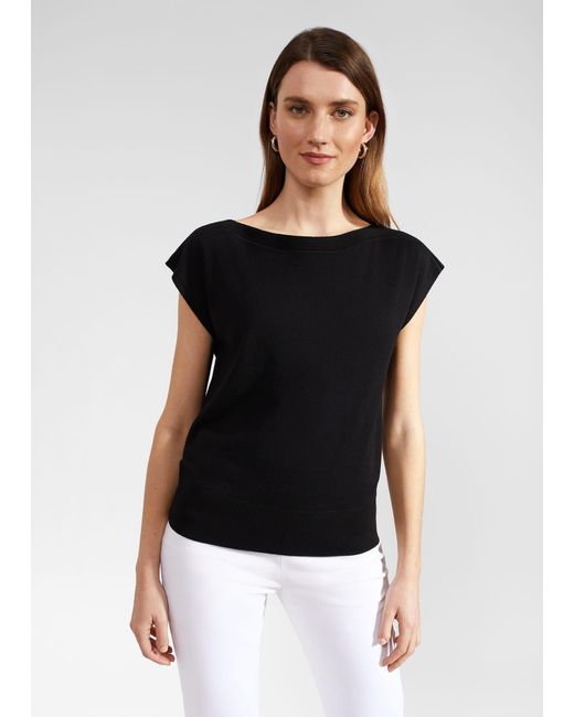 Hobbs Black Leona Knitted Top With Wool