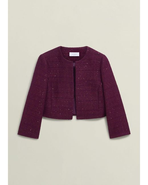 Hobbs Purple Prisha Sequin Tweed Jacket