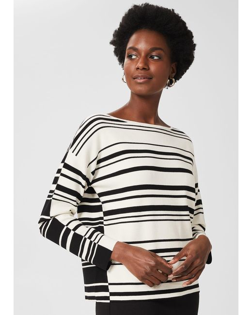 Hobbs White Brigitte Stripe Jumper