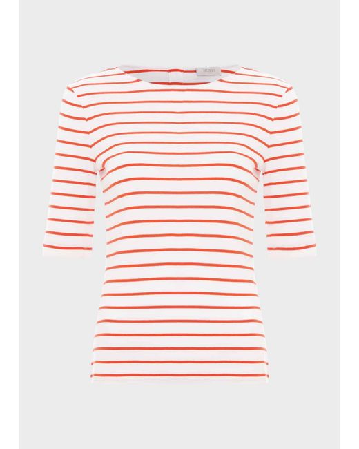 Hobbs White Katie Cotton Button Back Top