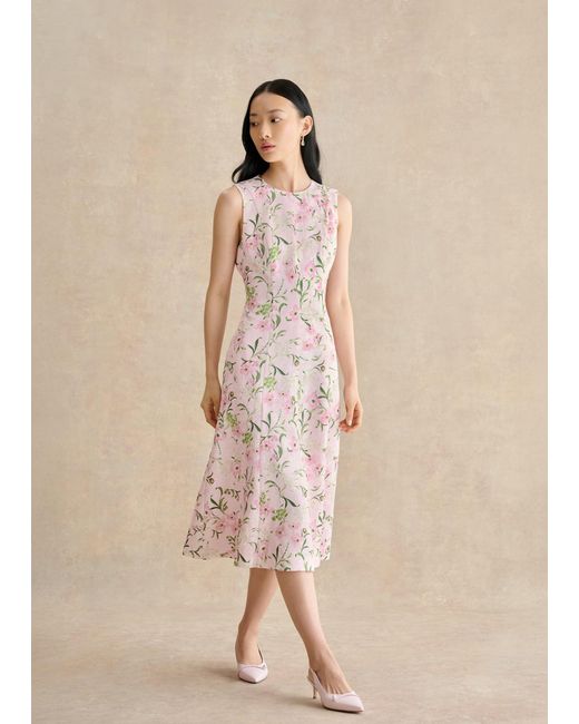 Hobbs Natural Lana Floral Jacquard Dress