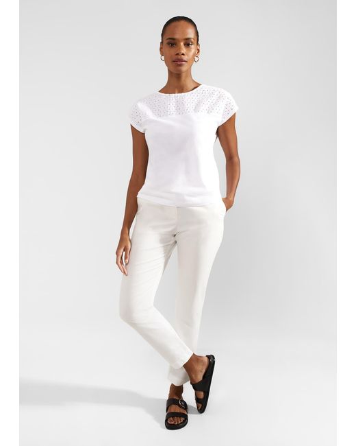 Hobbs White Thea Cotton Broderie Top