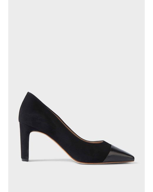Hobbs Black Christina Suede Bock Heel Court Shoes
