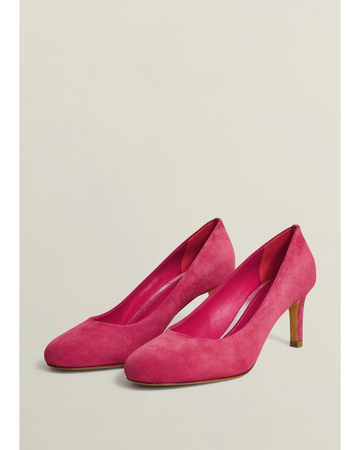 Hobbs Pink Lizzie Suede Court Shoes