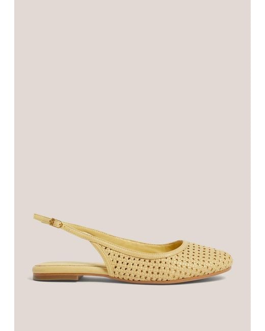 Hobbs Natural Georgia Leather Woven Flat Slingbacks