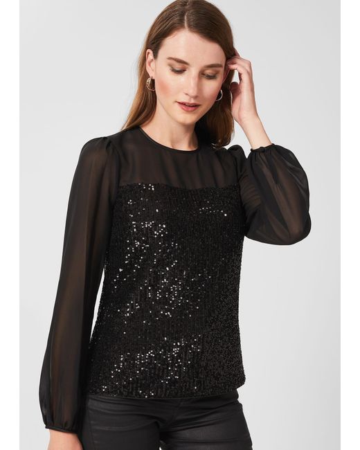 Hobbs Black Zariah Sequin Top
