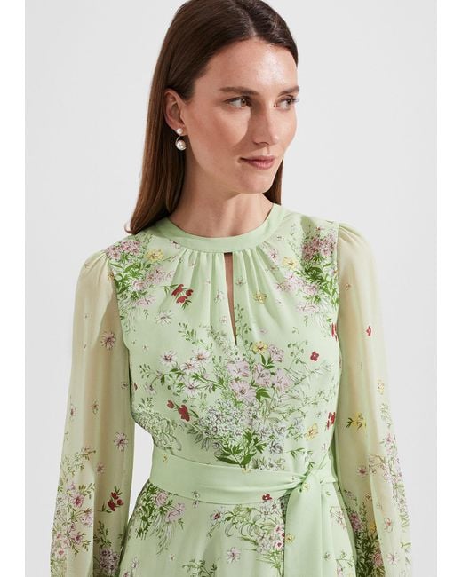 Hobbs Green Leia Silk Fit And Flare Dress