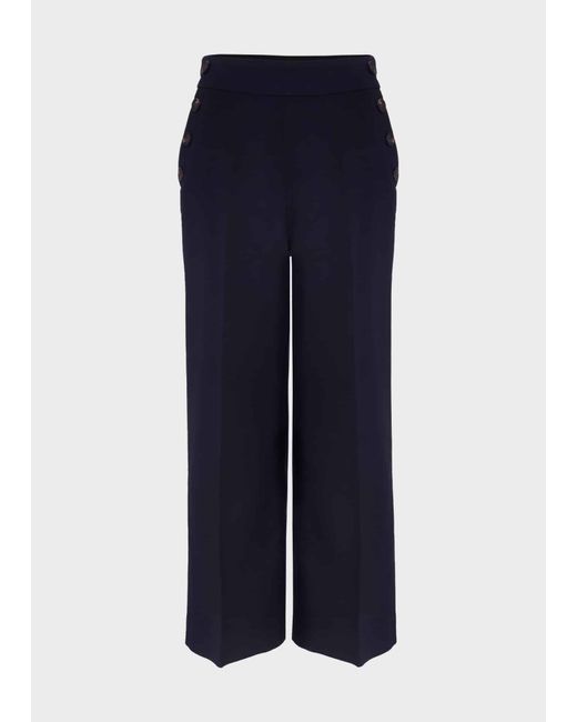 Hobbs Blue Simone Crop Trousers With Cotton