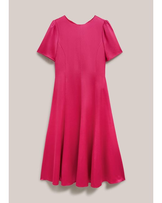 Hobbs Pink Petite Camille Textured Satin Dress