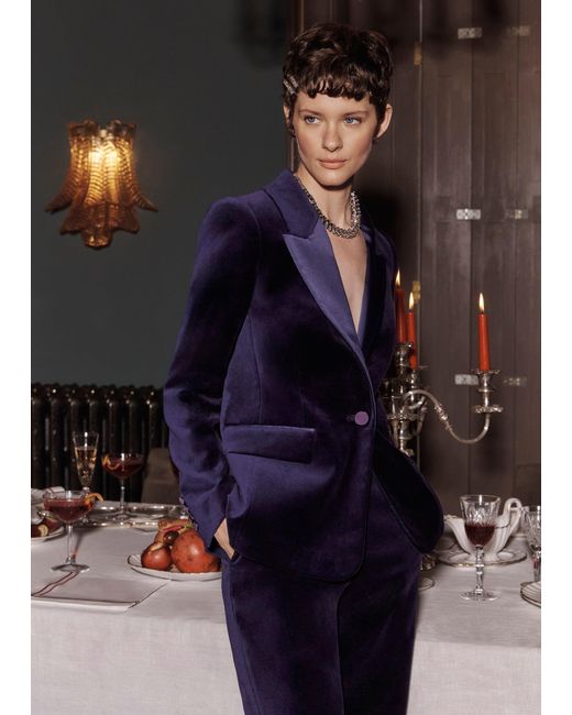 Hobbs Blue Heather Velvet Jacket