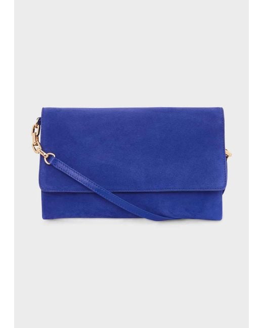 Hobbs Blue Chelsea Suede Clutch Bag