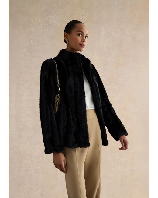 Hobbs Black Misha Faux Fur Coat