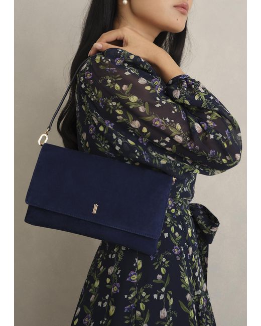 Hobbs Blue Ashley Suede Clutch