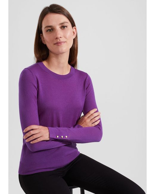 Hobbs Purple Penny Merino Wool Jumper