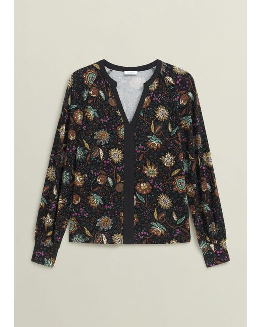 Hobbs Black Zelia Printed Top