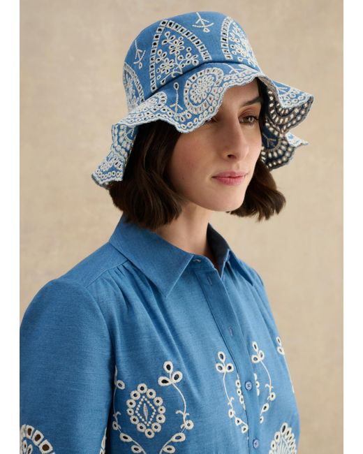 Hobbs Blue Flavia Embroidered Hat