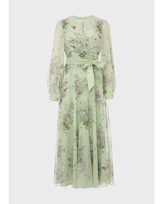 Hobbs Green Leia Silk Fit And Flare Dress