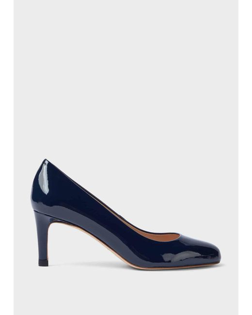 WOMENS NAVY BLUE SLIP ON MID HEEL LADIES OFFICE COURT PATENT SHOES SIZE 3-8 NIB | eBay