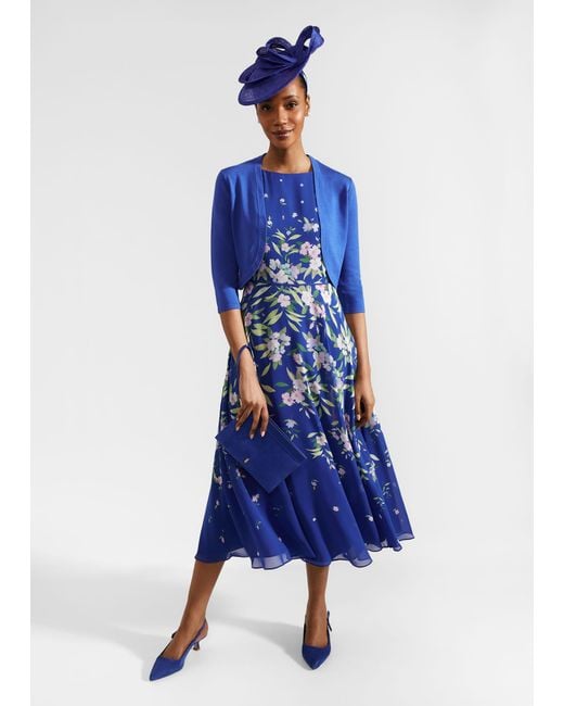 Hobbs Blue Carly Floral Midi Dress