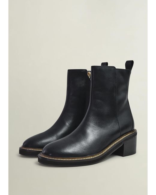 Hobbs Black Sienna Block Heel Boots