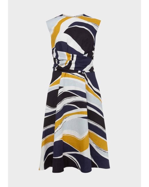 Hobbs White Twitchill Linen Fit And Flare Dress