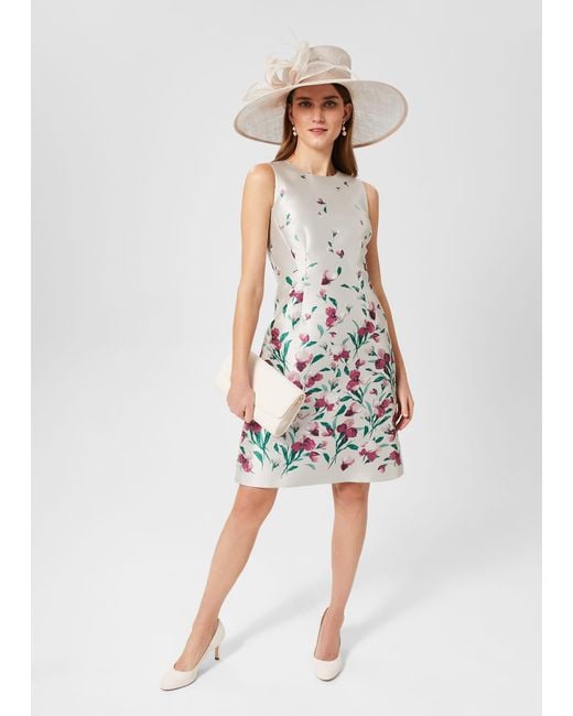 Hobbs White Gwen Floral Jacquard Dress