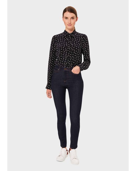 Hobbs Blue Gwyneth Tie Neck Top