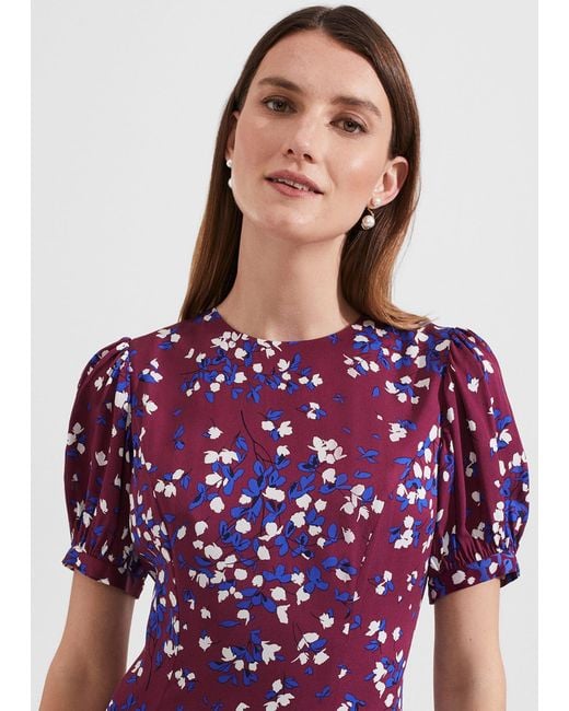 Hobbs Purple Rochelle Floral Fit And Flare Dress