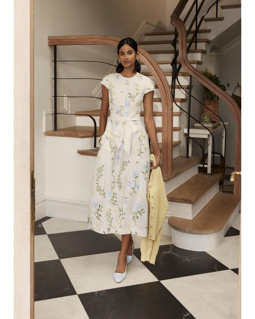 Hobbs Natural Linda Embroidered Dress
