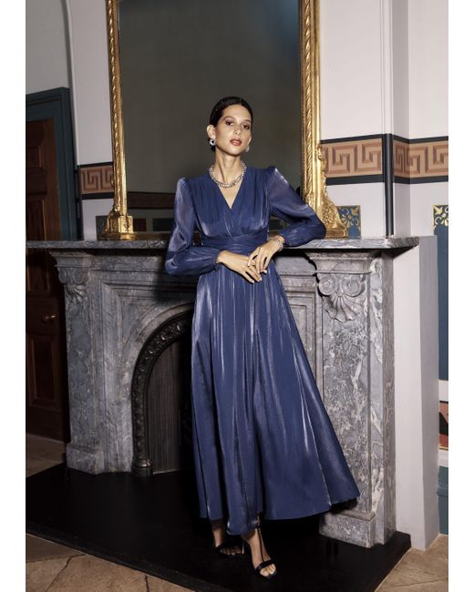 Hobbs Cate V Neck Maxi Dress in Blue Lyst UK