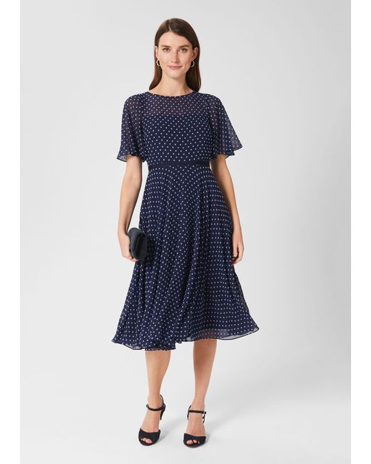 Hobbs Blue Petite Eleanor Fit And Flare Dress