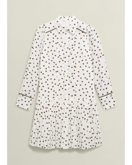 Hobbs Natural Francesca Pleated Spot Dress