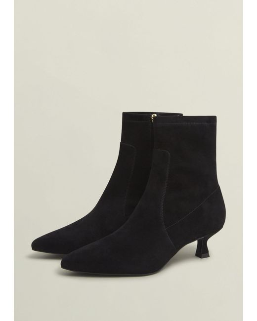 Hobbs Black Morgan Suede Stretch Boots