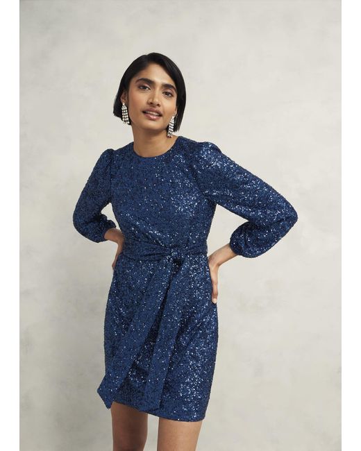 Hobbs Blue Bette Sequin Dress