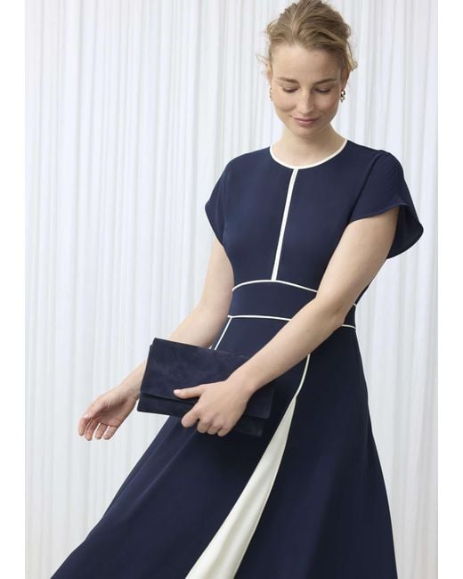 Hobbs Blue Viola Colourblock Dress