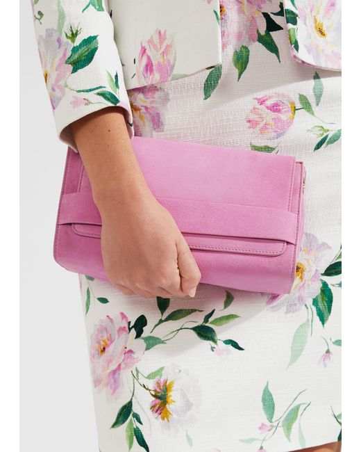 Hobbs Pink Cambridge Suede Clutch Bag