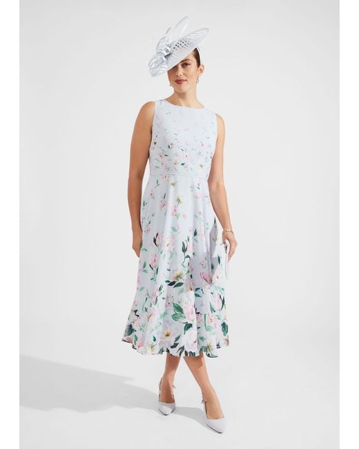 Hobbs White Petite Carly Floral Midi Dress