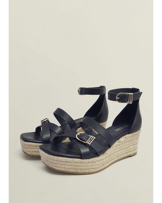 Hobbs Blue Paloma Leather Espadrilles