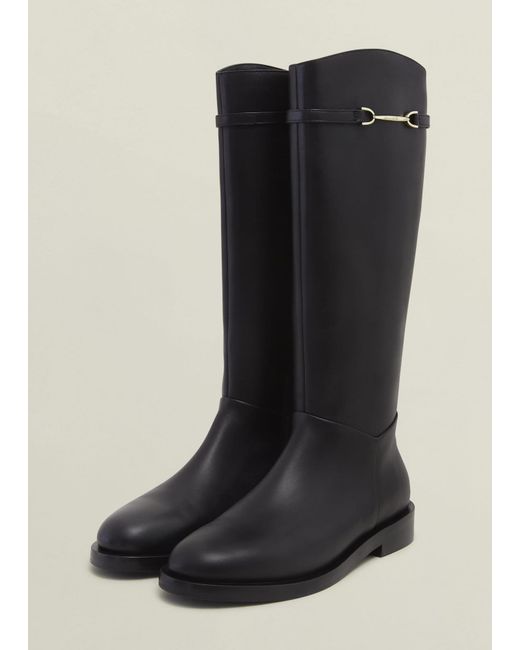 Hobbs Black Uma Leather Knee Boots