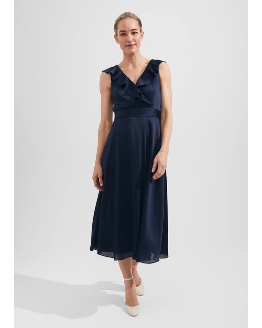 Hobbs Blue Romina Fit And Flare Dress