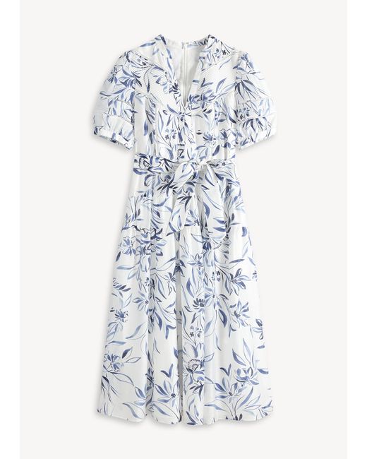 Hobbs White Annabella Trim Detailed Dress