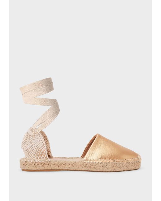 Hobbs Natural Louisa Leather Flat Espadrilles