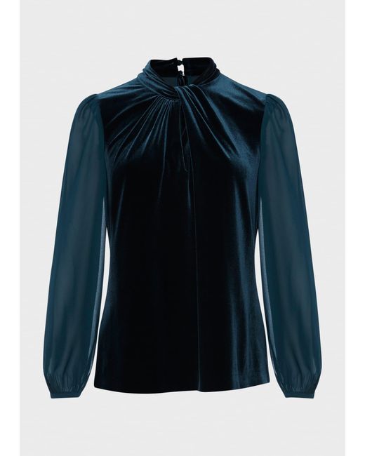 Hobbs Blue Faye Velvet Top