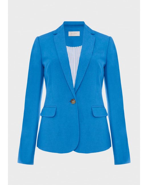 Hobbs Blue Blake Silk Linen Jacket