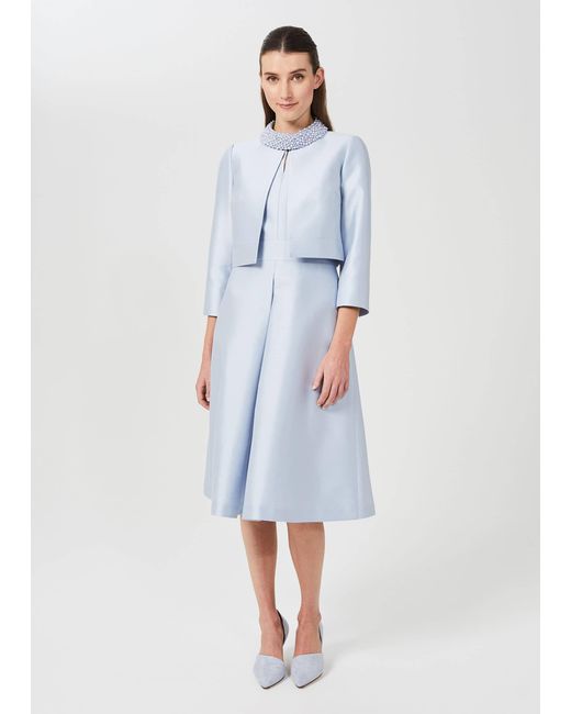 Hobbs Blue Marcella Silk Wool Jacket