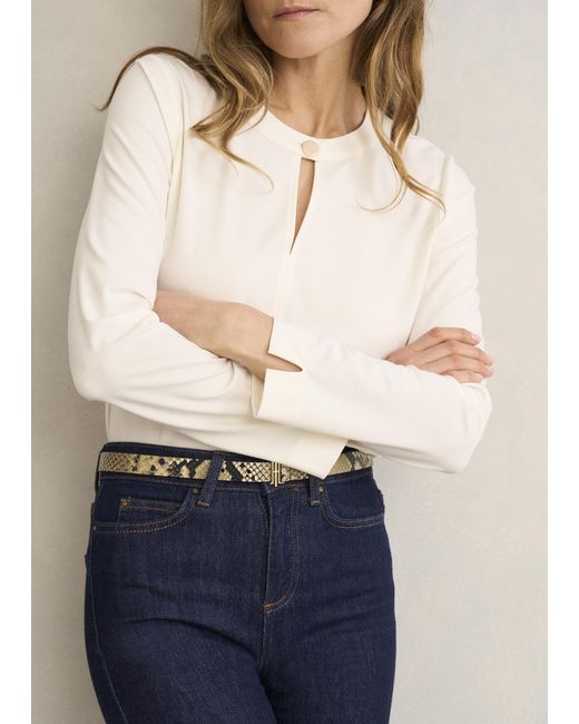 Hobbs Gray Nala Skinny Snake Printed Leather Belt