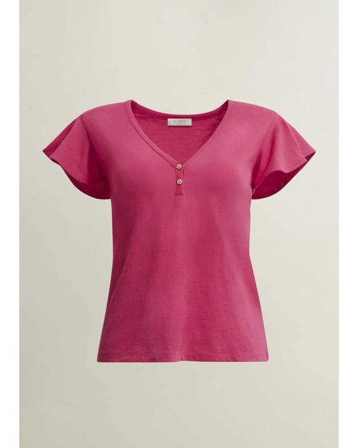 Hobbs Pink Pippa Cotton Slub Top